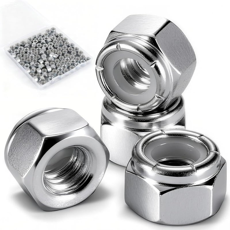 Wiewotsu 100 Pack 1/4"-20 Inch Lock Nuts, Premium Paterial Nylon Embedded Locking Nut, Hardware Nuts Suitable for Use in Industries, Furniture and Construction. - Image 1